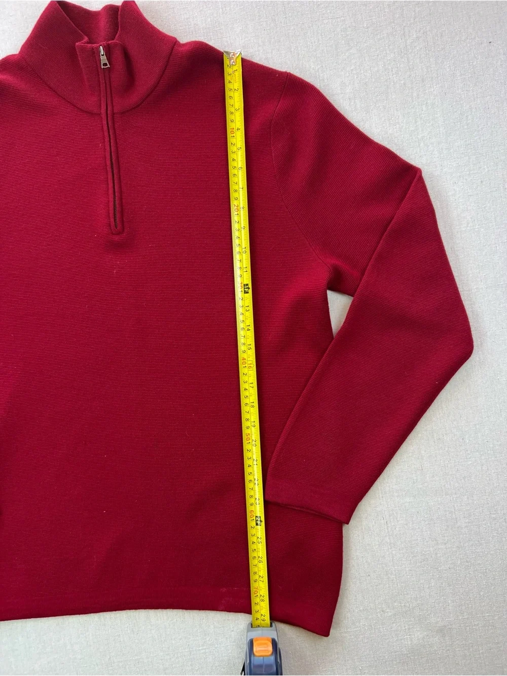 Banana Republic Red Men's 1/4 Zip Long Sleeve  Preppy Classy Sweater - XL